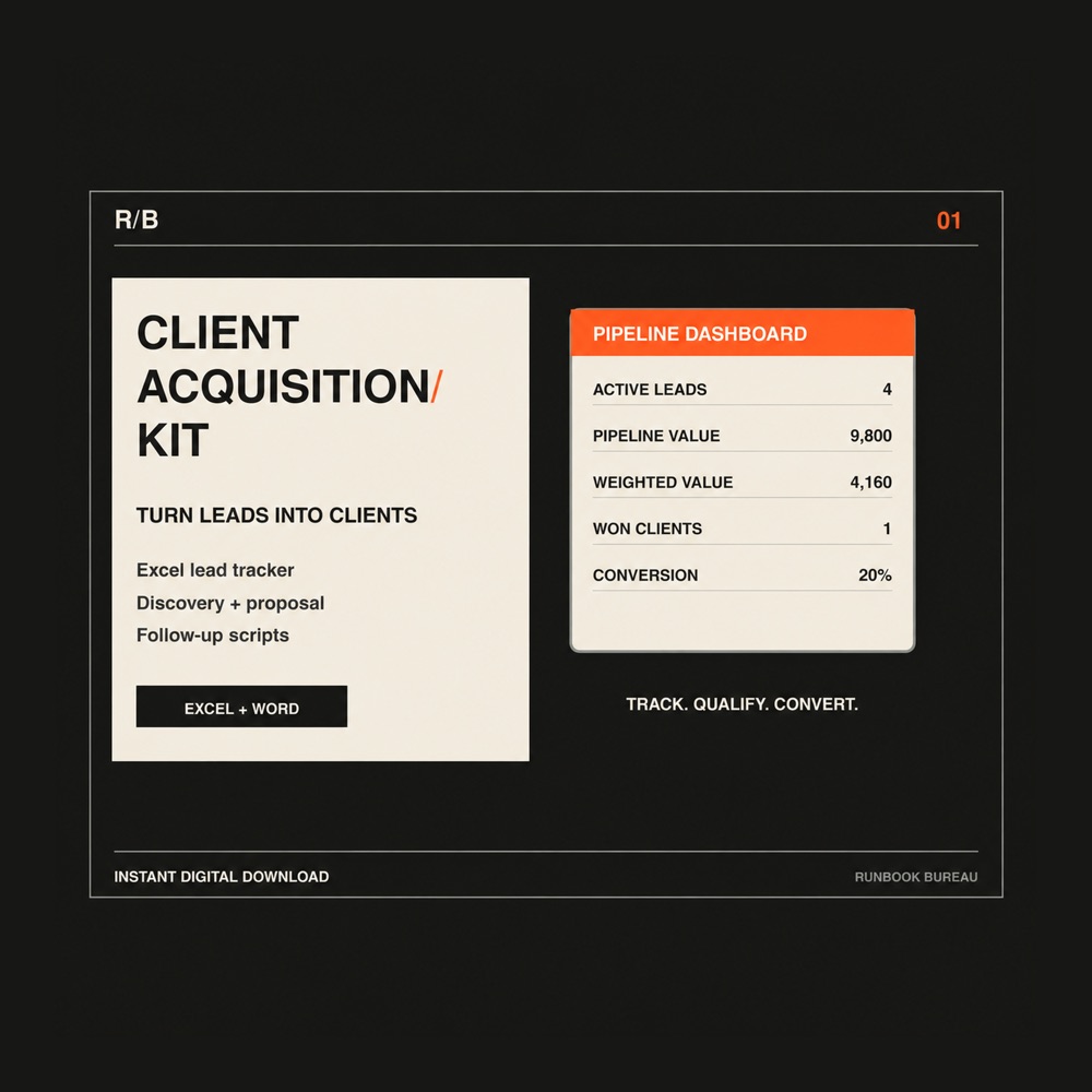 Client Acquisition Kit — existing Runbook Bureau product overview